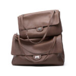 Women's Full-Grain Leather Pebbled Flap Lock Shoulder Bag