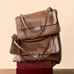 Women's Full-Grain Leather Pebbled Flap Lock Shoulder Bag