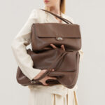Women's Full-Grain Leather Pebbled Flap Lock Shoulder Bag