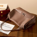 Women's Full-Grain Leather Pebbled Flap Lock Shoulder Bag