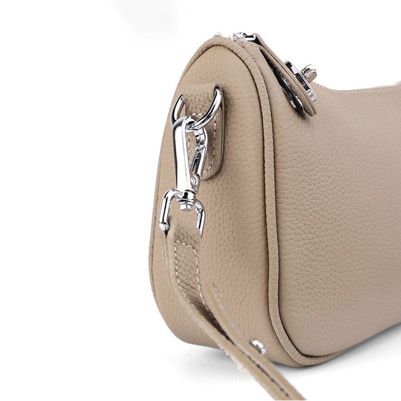 Women's Cowhide Pebbled Zip Shoulder Crossbody Bag