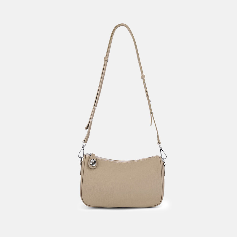 Women's Cowhide Pebbled Zip Shoulder Crossbody Bag