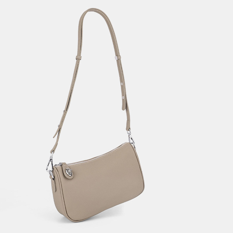 Women's Cowhide Pebbled Zip Shoulder Crossbody Bag