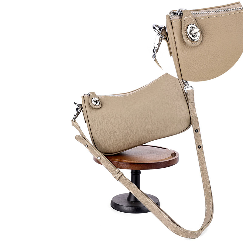 Women's Cowhide Pebbled Zip Shoulder Crossbody Bag