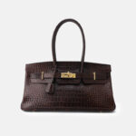Women's Croc Embossed Full-Grain Leather Horizontal Top Handle Bag