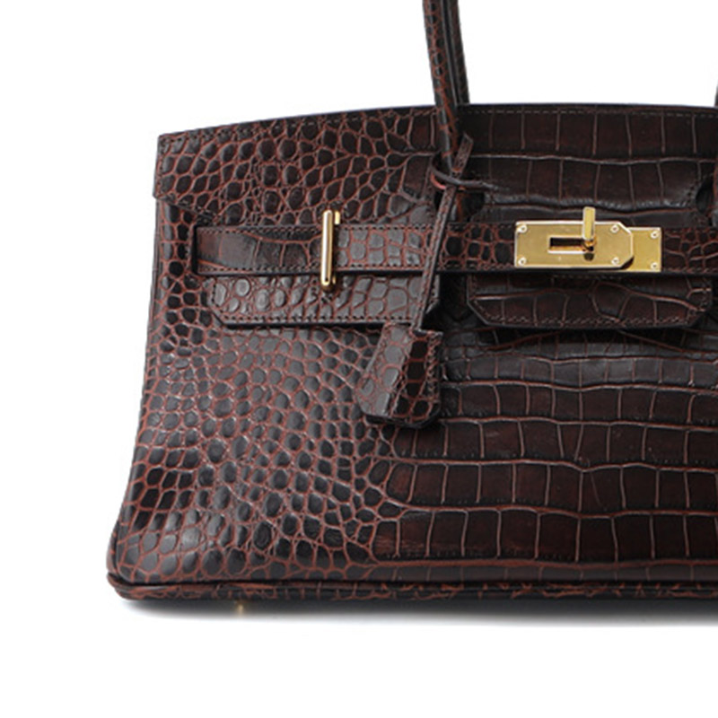 Women's Croc Embossed Full-Grain Leather Horizontal Top Handle Bag