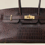 Women's Croc Embossed Full-Grain Leather Horizontal Top Handle Bag