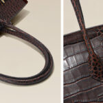 Women's Croc Embossed Full-Grain Leather Horizontal Top Handle Bag