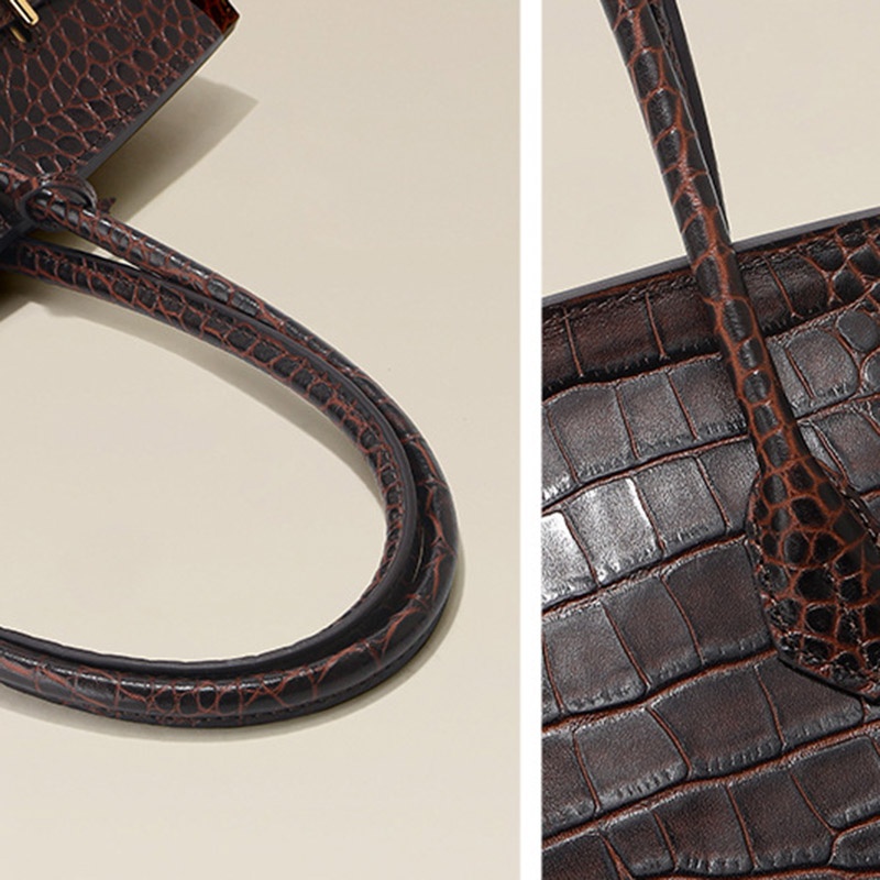 Women's Croc Embossed Full-Grain Leather Horizontal Top Handle Bag