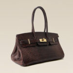 Women's Croc Embossed Full-Grain Leather Horizontal Top Handle Bag