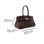 Women's Croc Embossed Full-Grain Leather Horizontal Top Handle Bag