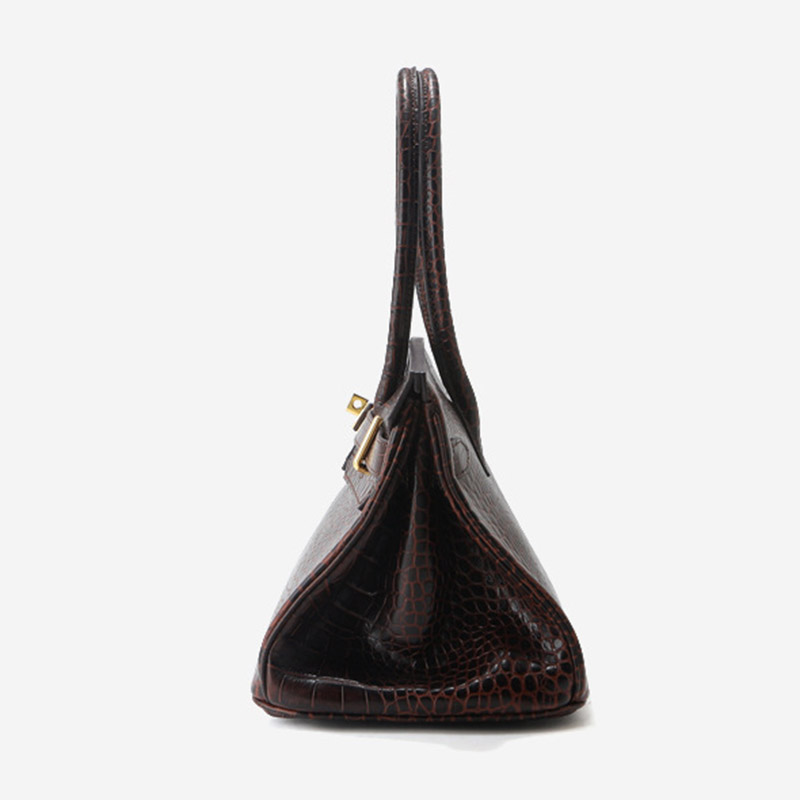 Women's Croc Embossed Full-Grain Leather Horizontal Top Handle Bag