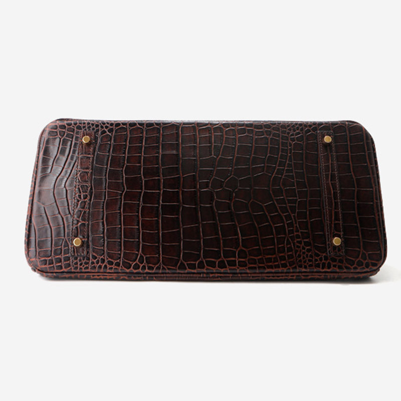 Women's Croc Embossed Full-Grain Leather Horizontal Top Handle Bag