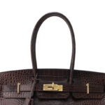 Women's Croc Embossed Full-Grain Leather Horizontal Top Handle Bag
