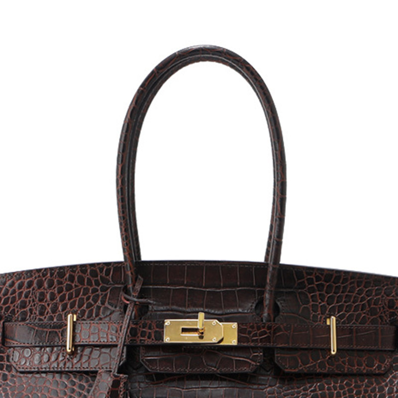 Women's Croc Embossed Full-Grain Leather Horizontal Top Handle Bag