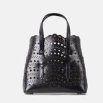 Women's Split Leather Perforated Crossbody Tote Bag