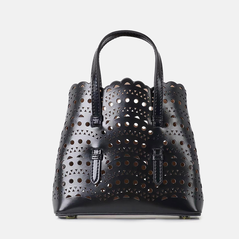 Women's Split Leather Perforated Crossbody Tote Bag
