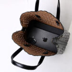 Women's Split Leather Perforated Crossbody Tote Bag