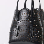 Women's Split Leather Perforated Crossbody Tote Bag
