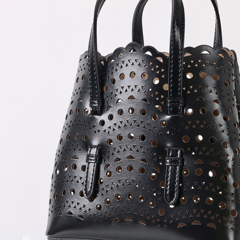 Women's Split Leather Perforated Crossbody Tote Bag