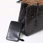 Women's Split Leather Perforated Crossbody Tote Bag