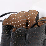 Women's Split Leather Perforated Crossbody Tote Bag