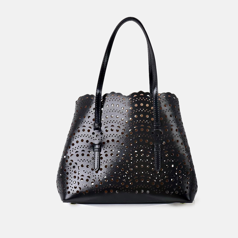 Women's Split Leather Perforated Crossbody Tote Bag