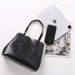 Women's Split Leather Perforated Crossbody Tote Bag