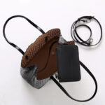 Women's Split Leather Perforated Crossbody Tote Bag