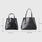 Women's Split Leather Perforated Crossbody Tote Bag