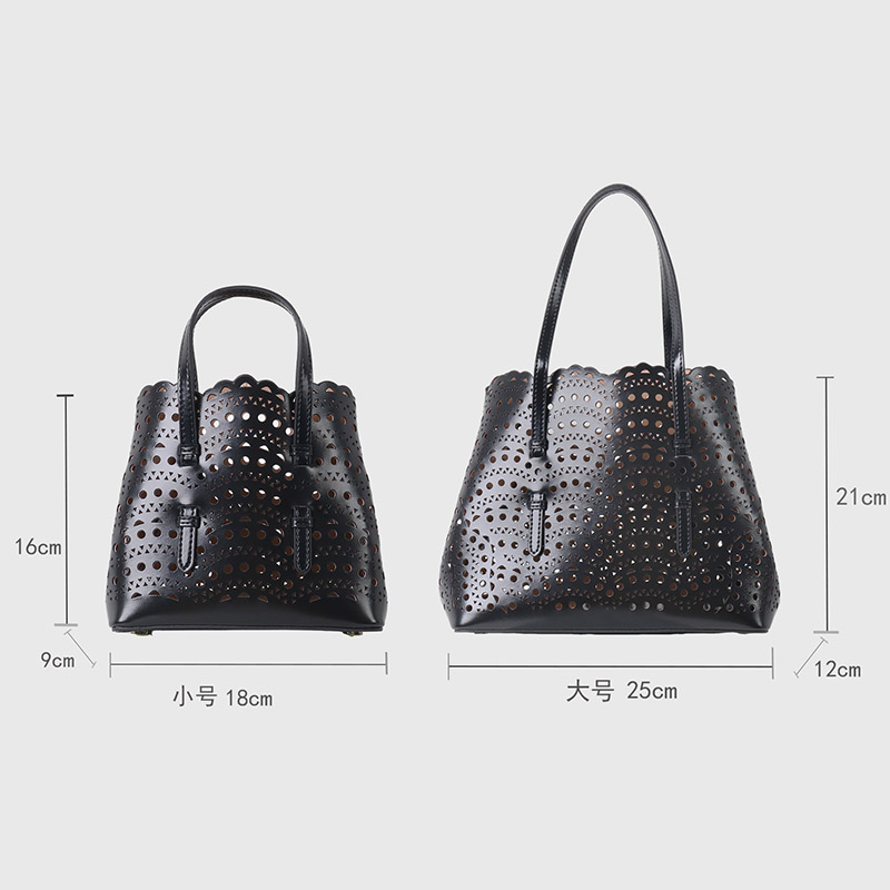 Women's Split Leather Perforated Crossbody Tote Bag