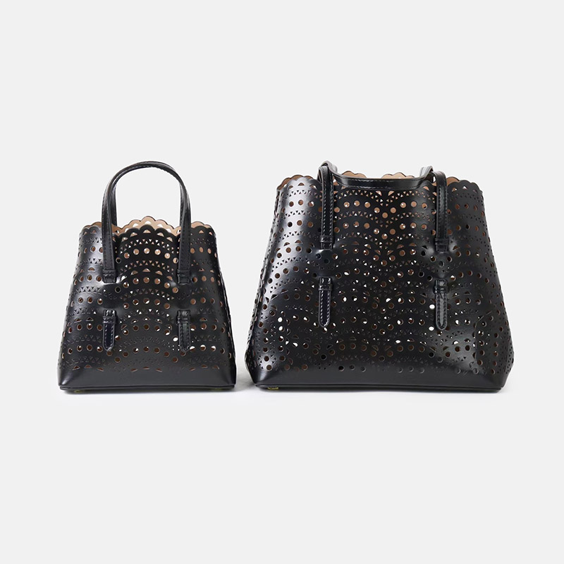 Women's Split Leather Perforated Crossbody Tote Bag