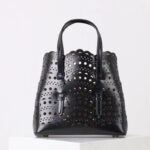 Women's Split Leather Perforated Crossbody Tote Bag
