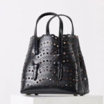 Women's Split Leather Perforated Crossbody Tote Bag