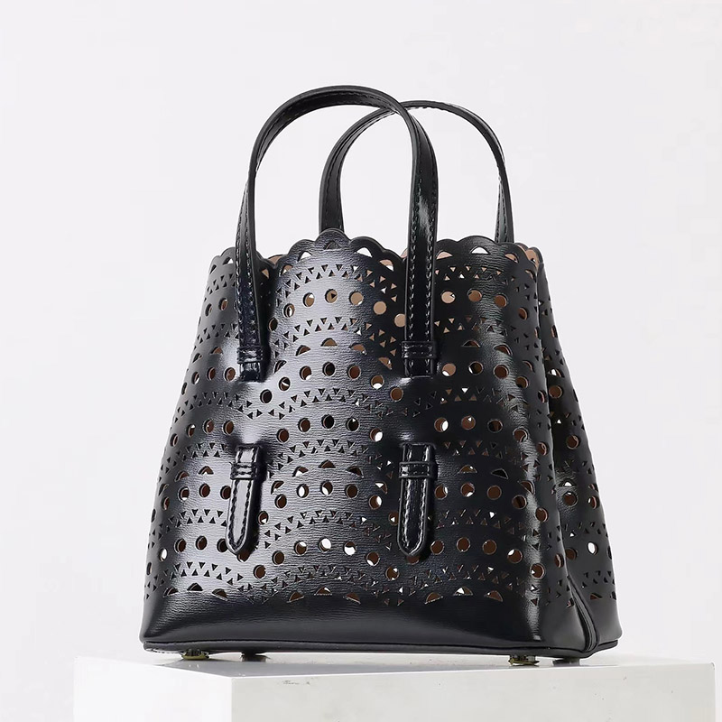 Women's Split Leather Perforated Crossbody Tote Bag