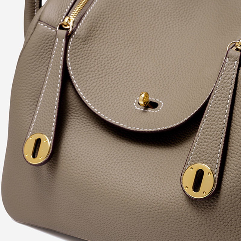 Women's Full-Grain Leather Pebbled Crossbody Shoulder Top Handle Bag