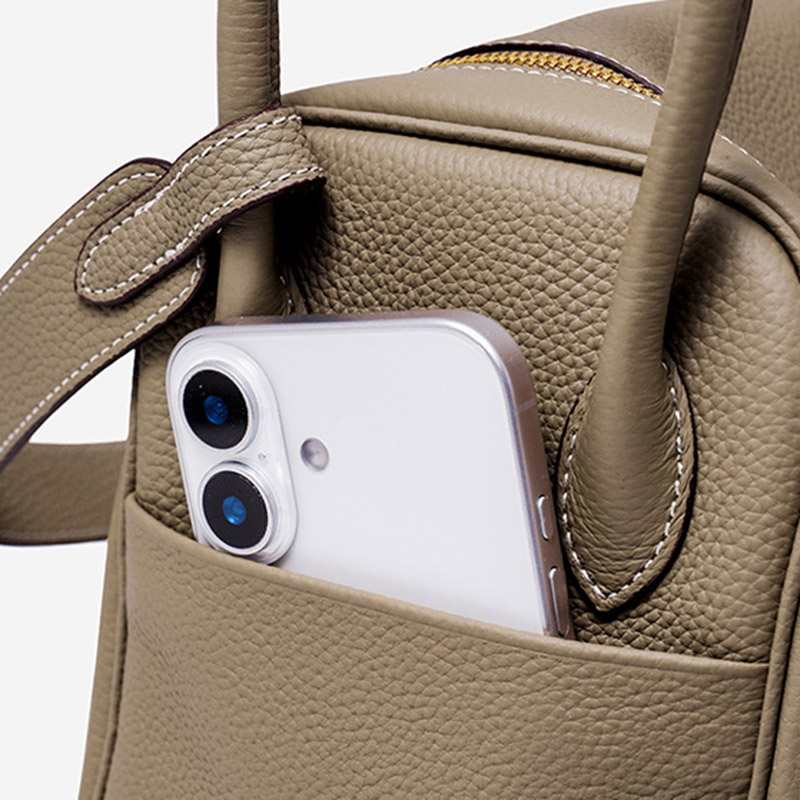 Women's Full-Grain Leather Pebbled Crossbody Shoulder Top Handle Bag