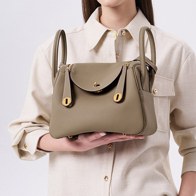 Women's Full-Grain Leather Pebbled Crossbody Shoulder Top Handle Bag