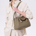 Women's Full-Grain Leather Pebbled Crossbody Shoulder Top Handle Bag