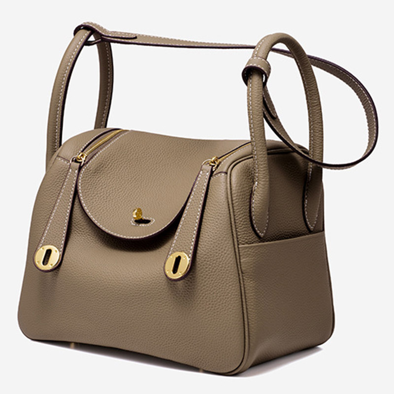 Women's Full-Grain Leather Pebbled Crossbody Shoulder Top Handle Bag