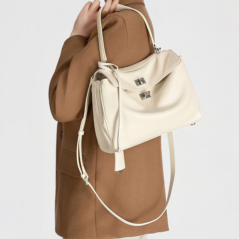 Women's Full-Grain Leather Slouchy Top Handle Shoulder Satchel Bag