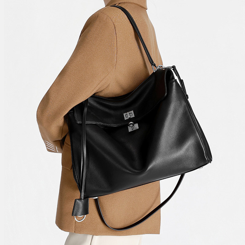 Women's Full-Grain Leather Slouchy Top Handle Shoulder Satchel Bag