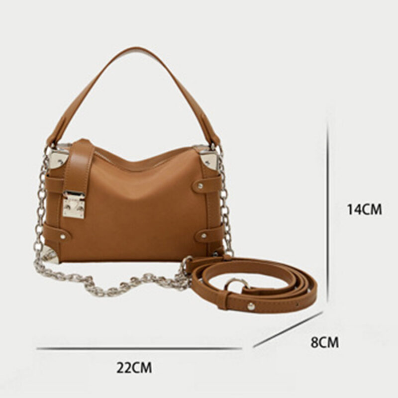 Women's Vegan Leather Structured Chain Crossbody Shoulder Handbag