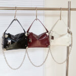 Women's Vegan Leather Structured Chain Crossbody Shoulder Handbag