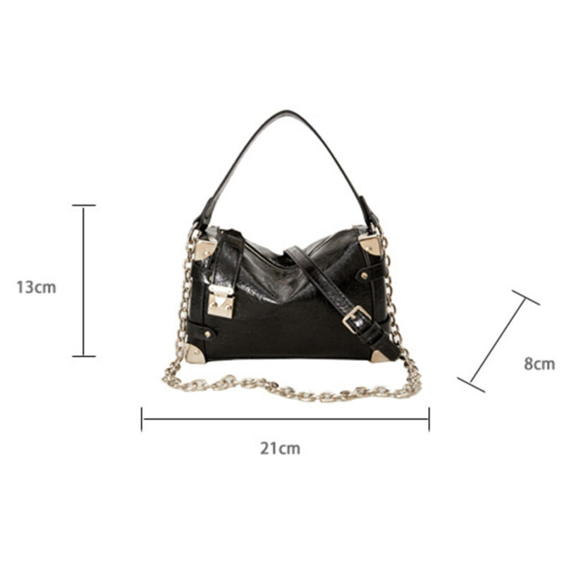 Women's Vegan Leather Structured Chain Crossbody Shoulder Handbag