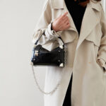 Women's Vegan Leather Structured Chain Crossbody Shoulder Handbag