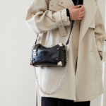 Women's Vegan Leather Structured Chain Crossbody Shoulder Handbag