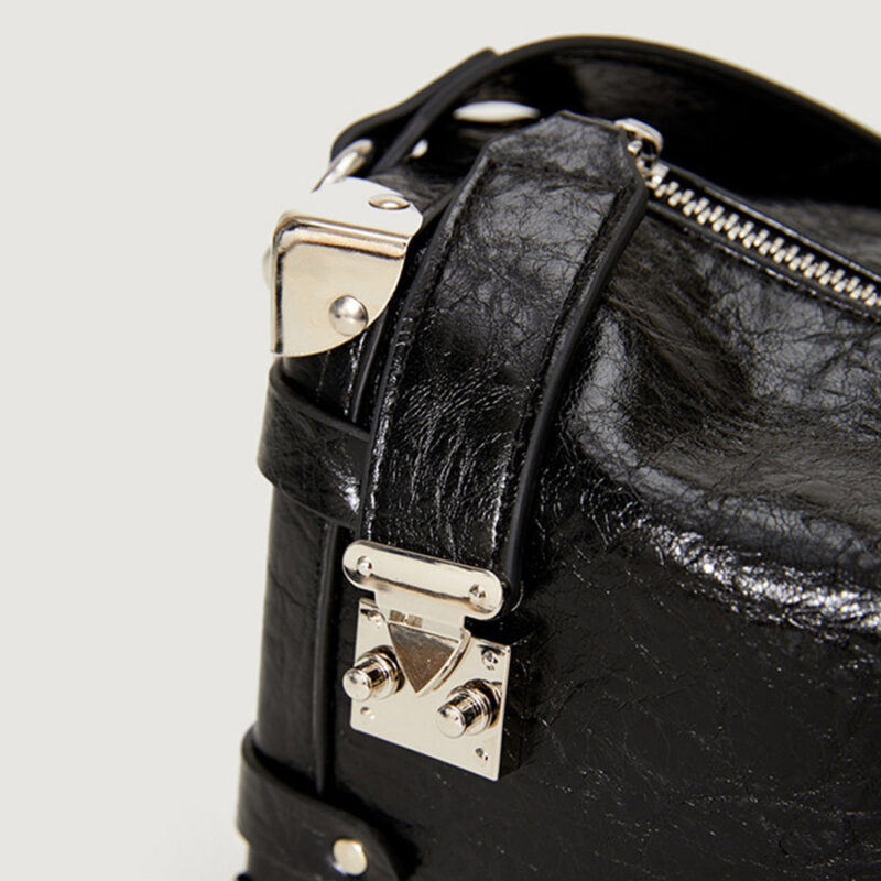 Women's Vegan Leather Structured Chain Crossbody Shoulder Handbag