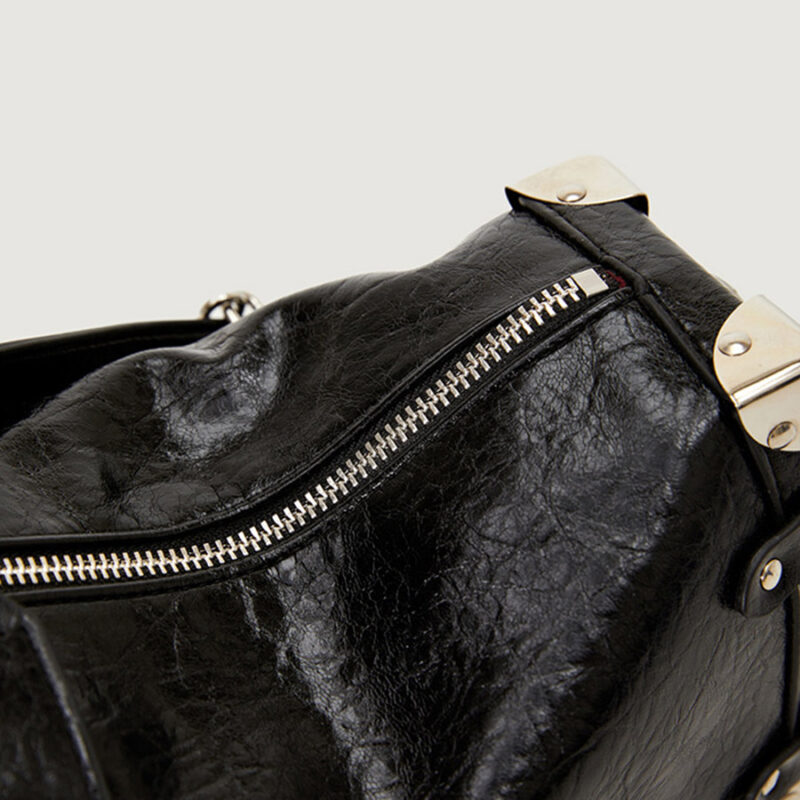 Women's Vegan Leather Structured Chain Crossbody Shoulder Handbag