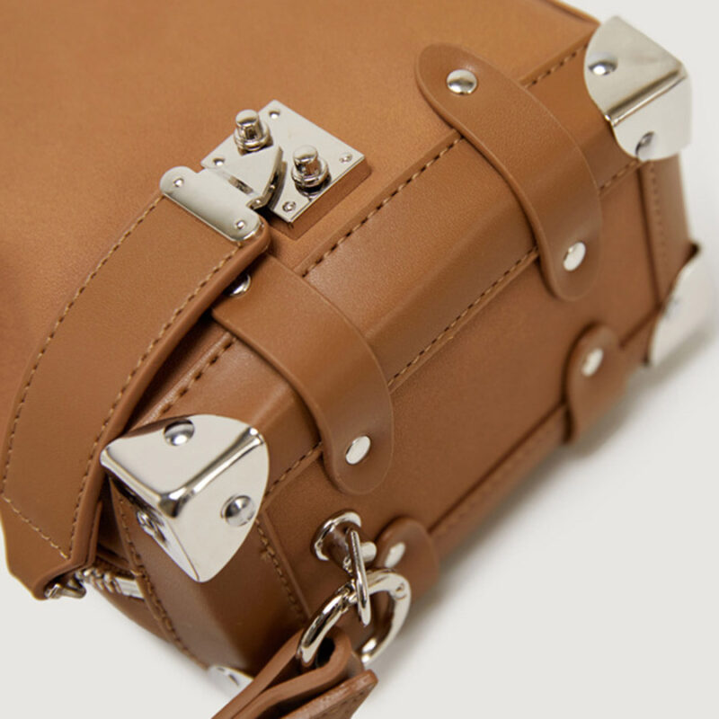 Women's Vegan Leather Structured Chain Crossbody Shoulder Handbag